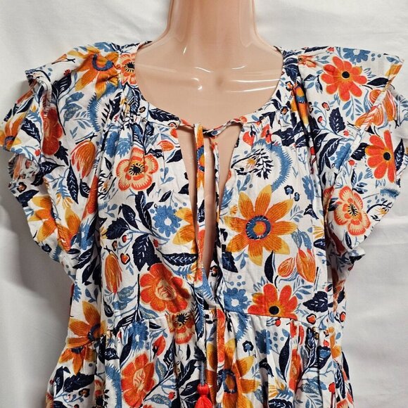 Anthropologie Flannel Pajama Dress Women Size 5 Real Fun, Wow Floral Tiered - Picture 10 of 16
